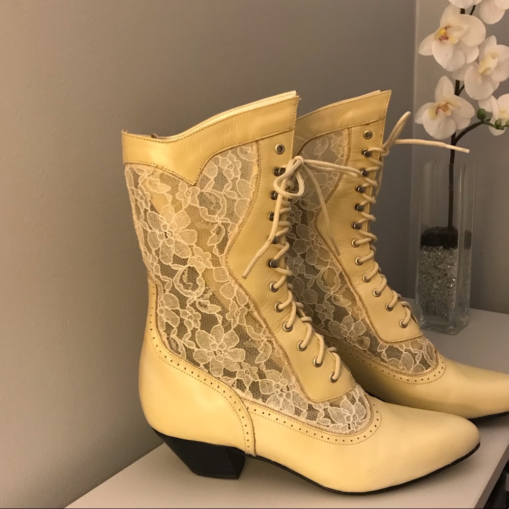 Victorian Lace Up Leather Boots